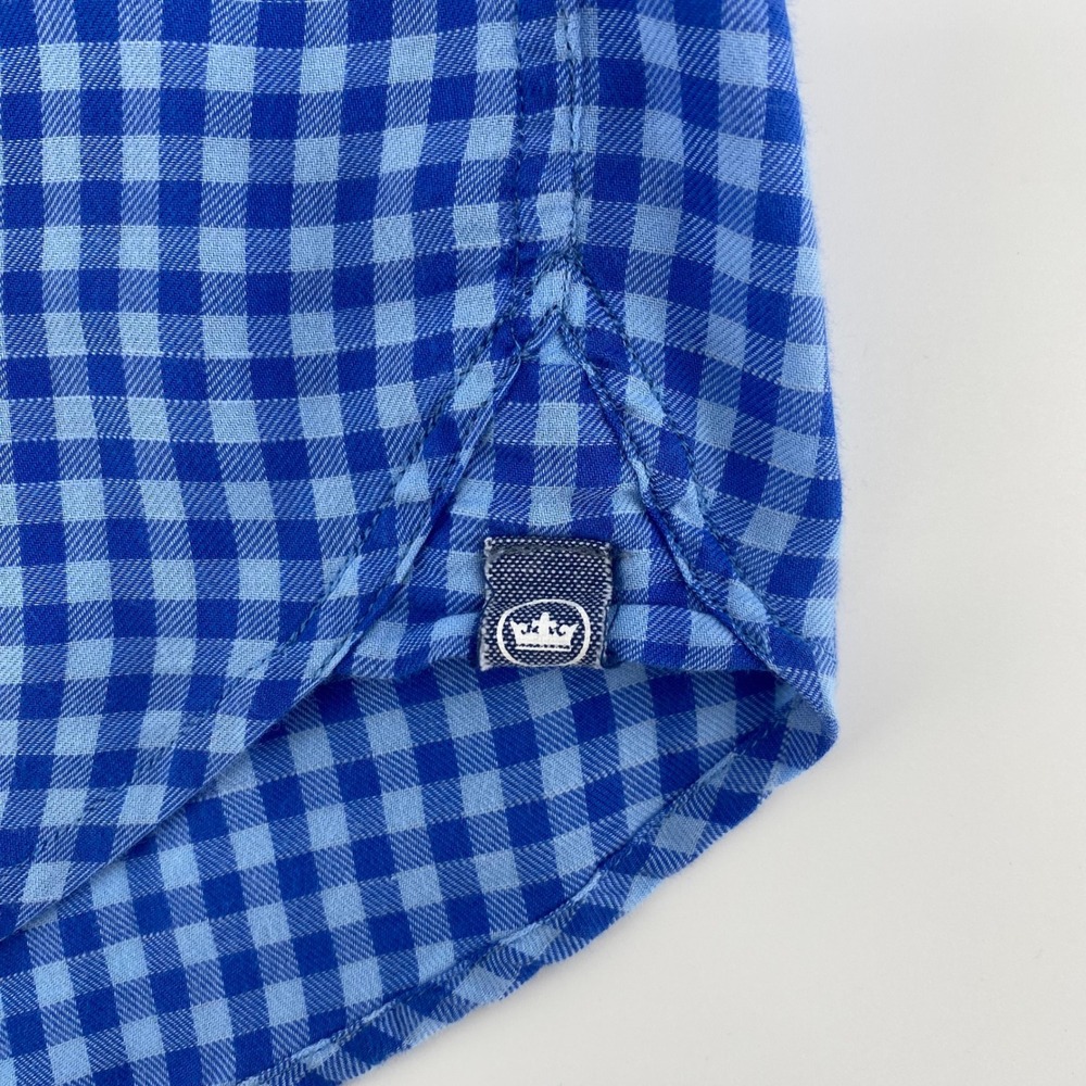 Peter Millar Mens Blue Gingham Plaid Long Sleeve Button Down Shirt Large L - Picture 3 of 9